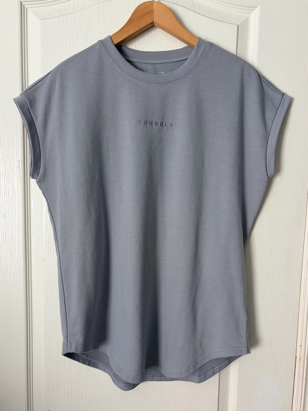 YOUNGLA 446 Rambo Tee, Grey, Sleeveless Crewneck, Size Small